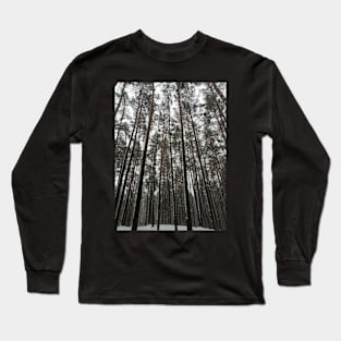 snowy forest beautiful treetops Long Sleeve T-Shirt